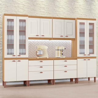 Cozinha Praga Modulada Composta por 06 módulos 100% MDF com Paneleiros e Balcões em Oferta na Shopee