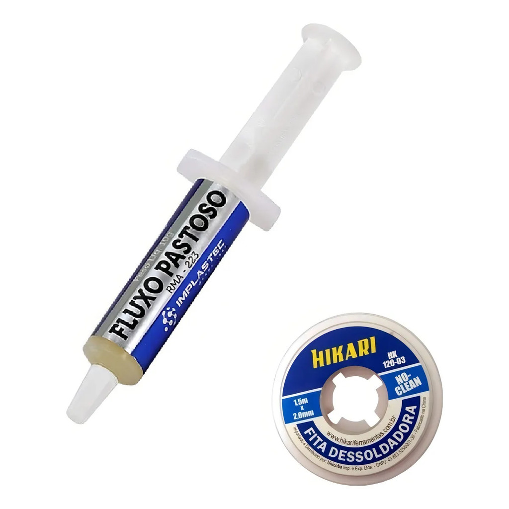 Malha Dessoldadora Hikari 1,5m 2.0mm + Fluxo Pastoso Rma-223 em Oferta na Shopee