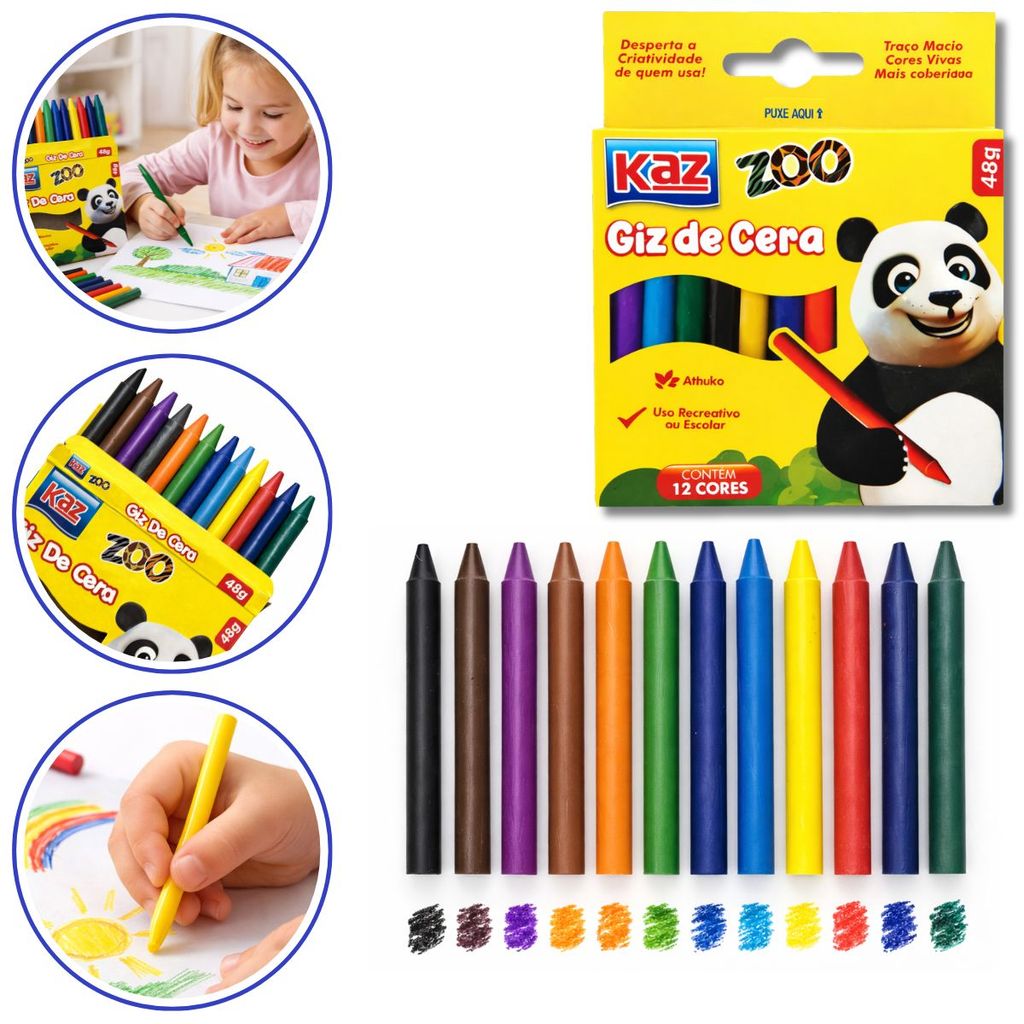 Giz de Cera Escolar 12 Cores Traço Macio Cores Vivas Mais Cobertura Infantil Resistente em Oferta na Shopee