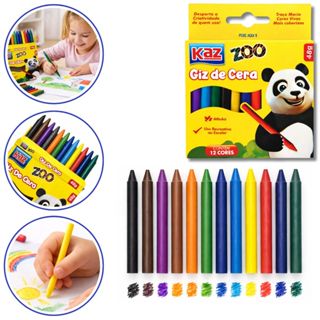 Giz de Cera Escolar 12 Cores Traço Macio Cores Vivas Mais Cobertura Infantil Resistente em Oferta na Shopee
