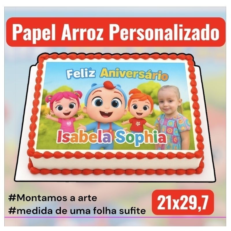 PAPEL DE ARROZ  comestível bolo PERSONALIZADO A4 Festa Confeiteira Aniversario em Oferta na Shopee