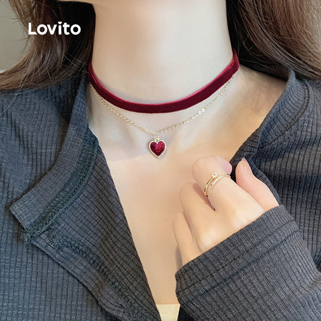 Lovito  Colares Casuais de Coração LFA108304 em Oferta na Shopee