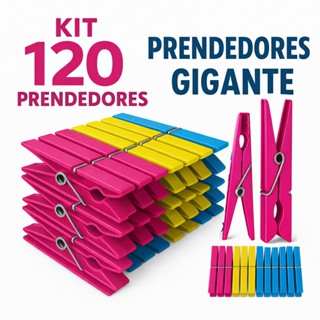 Kit 120 / 72 / 60 Prendedores Pregadores de Roupa em Plástico Reforçado - Cores Sortidas em Oferta na Shopee