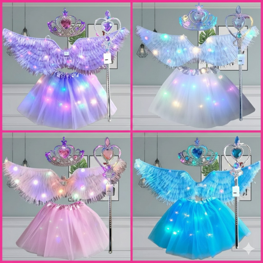 Fantasia Fada Borboleta com Asa LED Pisca Varinha e Tiara Adulto e Infantil Festa de Carnaval em Oferta na Shopee