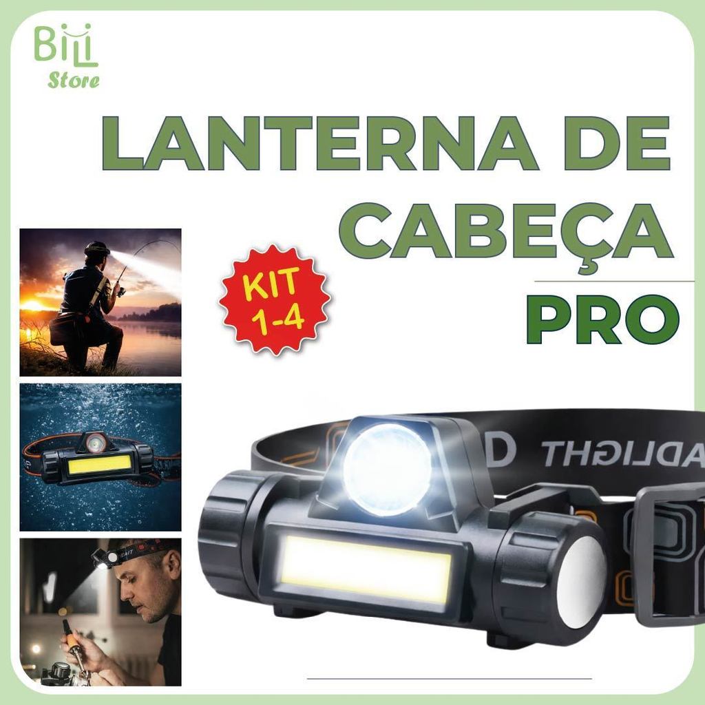 Imagem Lanterna de Cabeça Led Alta Potência com lanterna dianteira carregador USB Bivolt