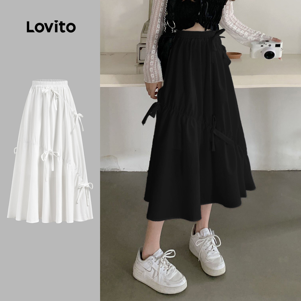 Lovito Saias Casuais Saia Lisa Para Mulheres LNE20099 (Multicolorido) em Oferta na Shopee