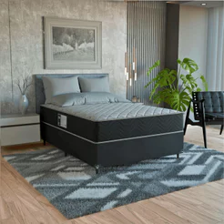 Cama Box Viúva + Colchão Prime Espuma D45 Suede Preto