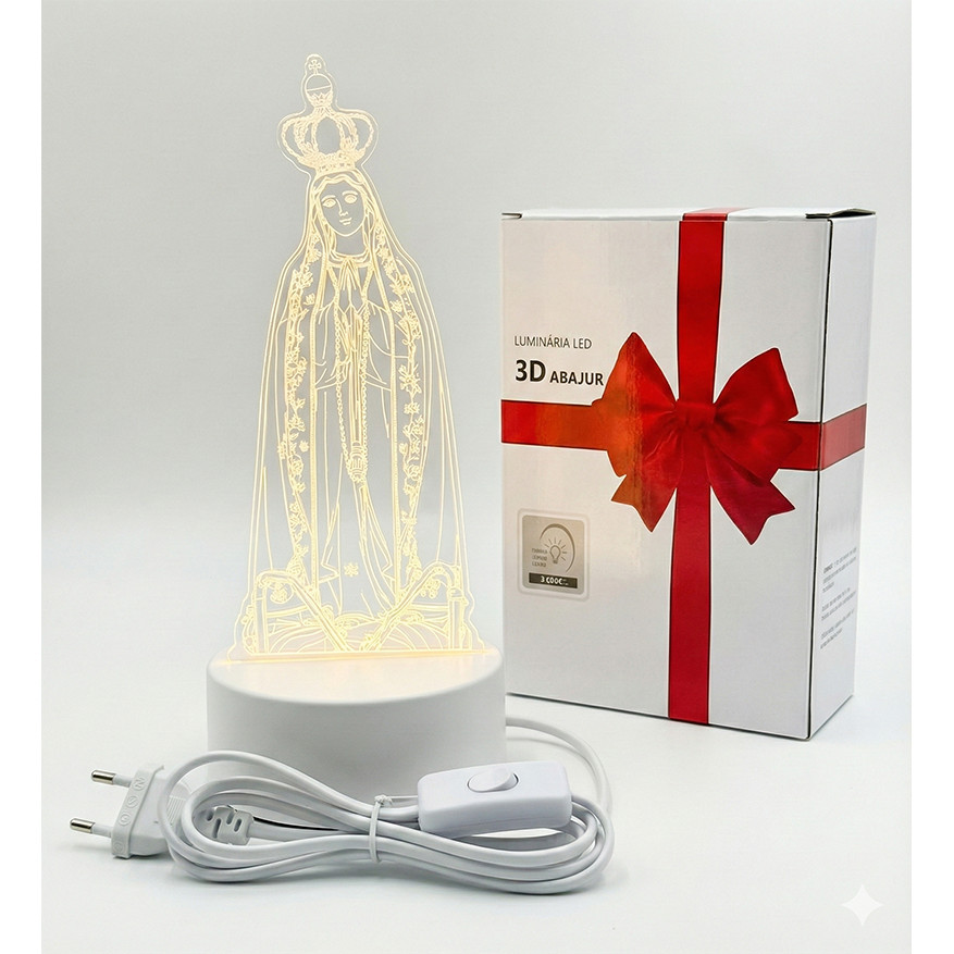 Luminária de Mesa 3D Nossa Senhora Abajur LED Decorativo Religioso Bivolt em Oferta na Shopee