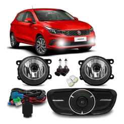 Kit Farol De Milha Neblina Novo Fiat Cronos 2020 2021 2022 Botão Original
