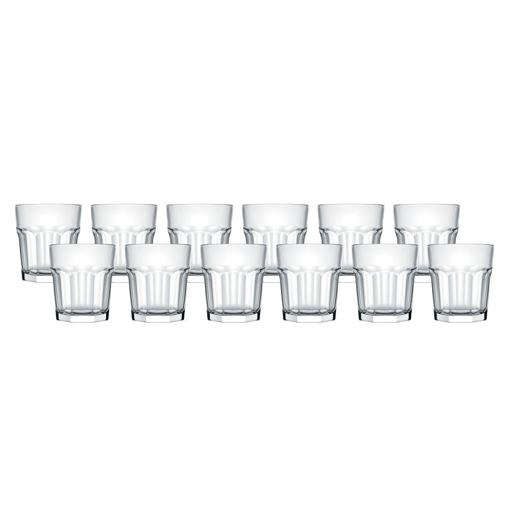 Kit 12 Copos Nadir Bristol Rocks em Vidro 320ml