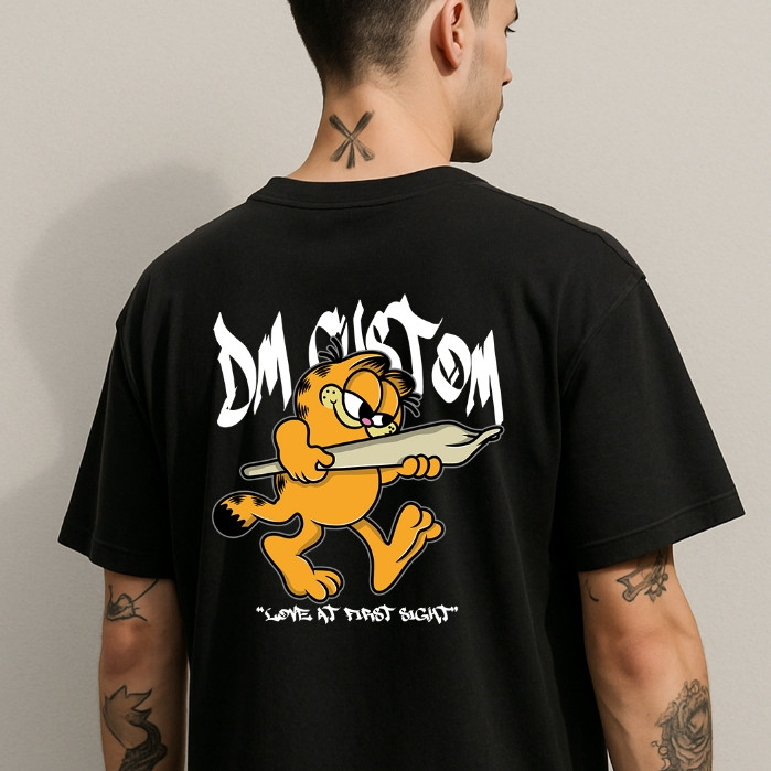 Camiseta Oversized Streetwear Garfield Estampa Exclusiva 100% Algodão