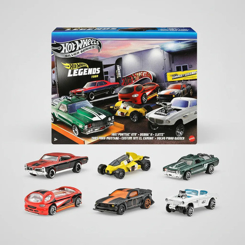 Hot Wheels Pack Silver Series 6 Carros Legends Tour Mattel
