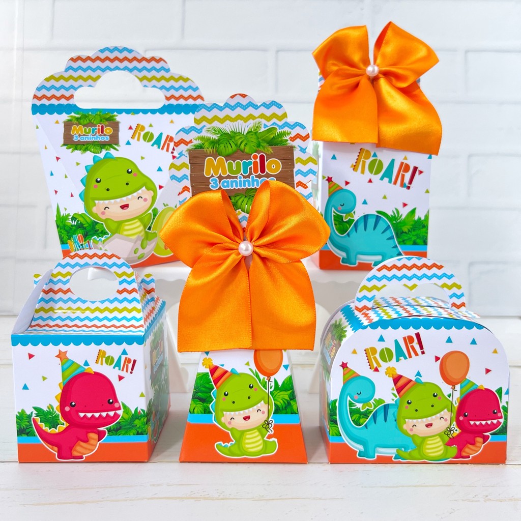 Kit Caixinhas Personalizadas Pegue e Monte DINO BABY DINOSSAURO- Festa Infantil Aniversário Lembrancinhas Personalizado