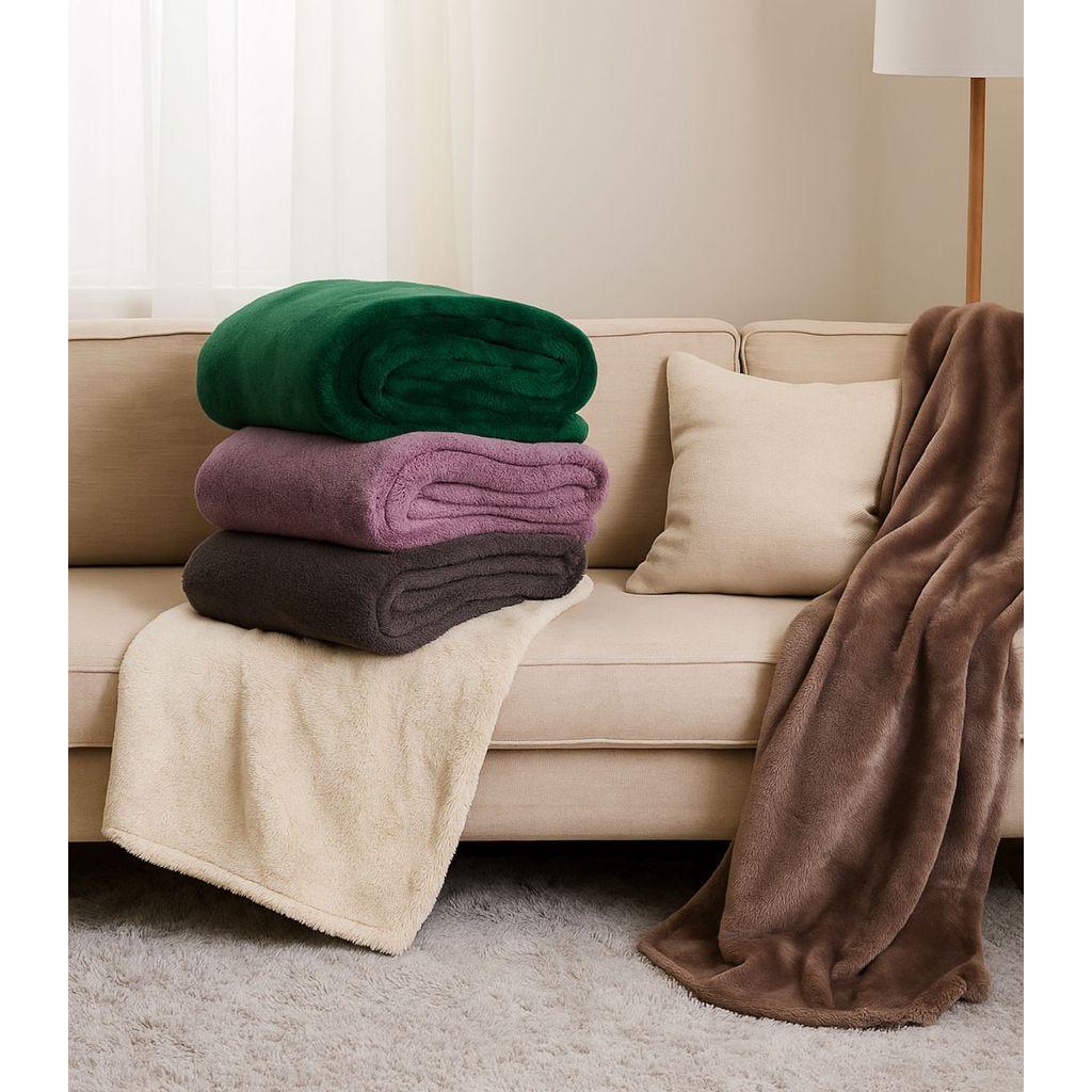 Manta de Microfibra Lisa Casal Infinita Cor Verde em Oferta na Shopee