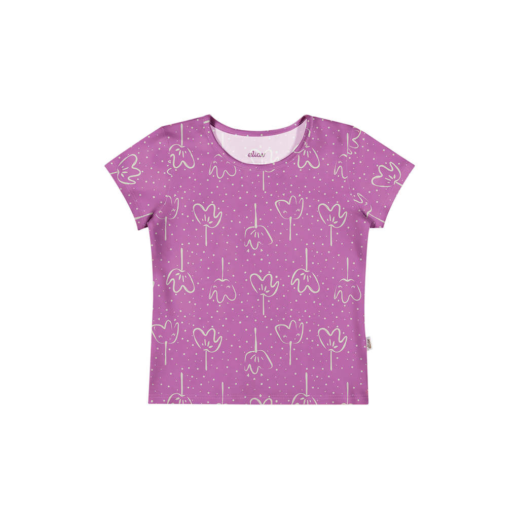 Blusa Infantil Menina Curta Estampada Elian Roxo em Oferta na Shopee