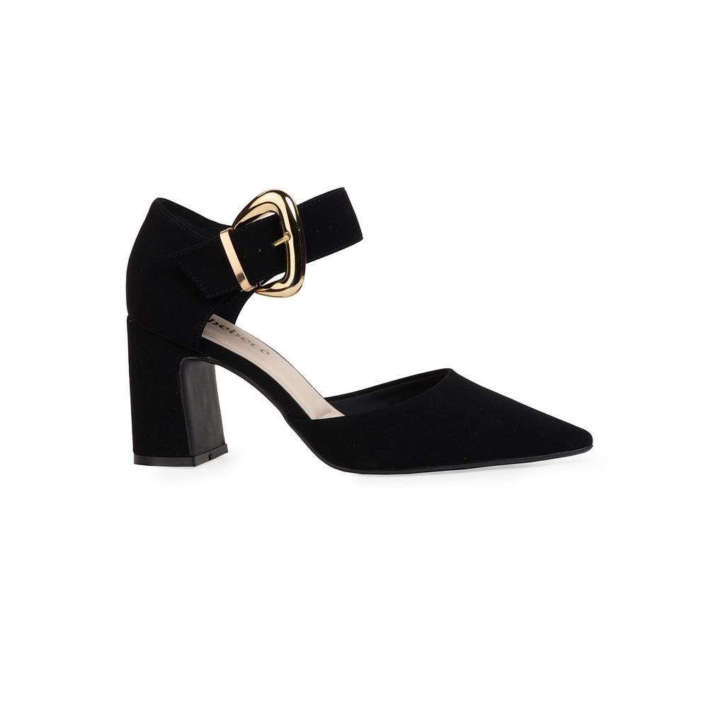 Scarpin Bebecê Salto Bloco com Fivela Decorativa