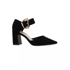 Scarpin Bebecê Salto Bloco com Fivela Decorativa