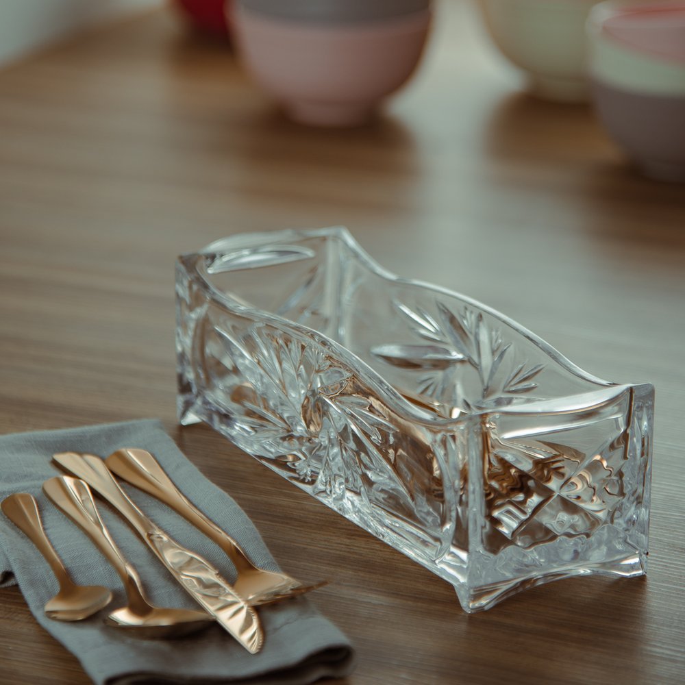 Porta Talher de Cristal Retangular Prima 27x8x9cm - Lyor