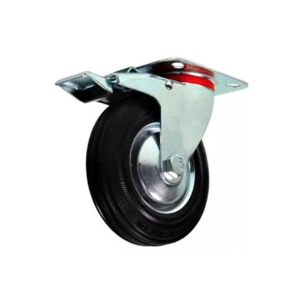 Rodízio Giratório De Borracha Com Trava - 3pol - 75mm - JST em Oferta na Shopee