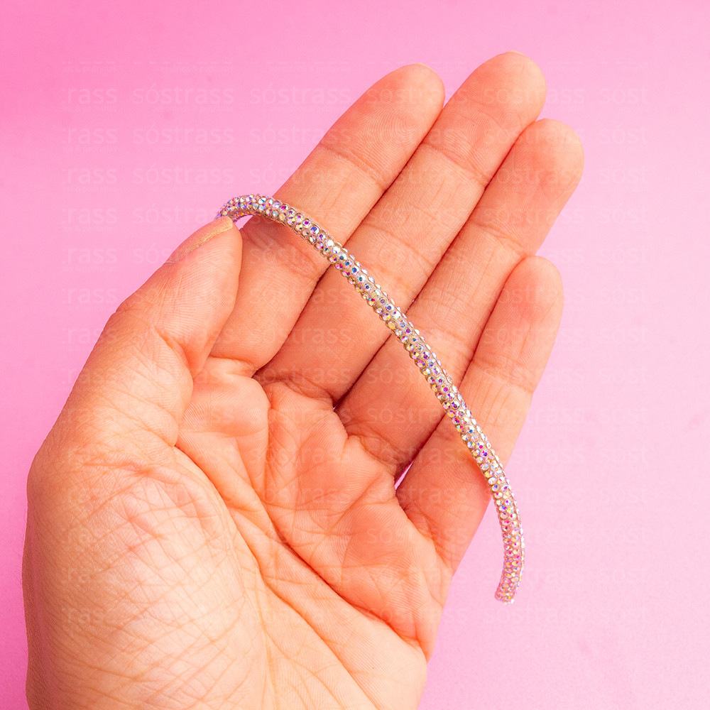 Tubo Cordão com Strass 3mm Furta Cor - 1 Metro(s)
