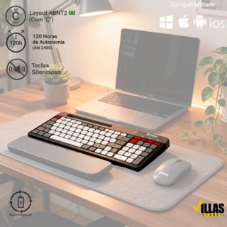 Teclado ou Kit (Teclado e Mouse) Sem Fio Hrebos IF-259 IF-306 |Bluetooth + USB| Abnt2 | Recarregavel Usb-c em Oferta na Shopee