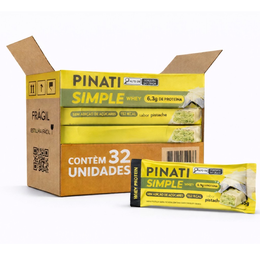 Kit 32 Barra Simple Whey PINATI Pistache 35g