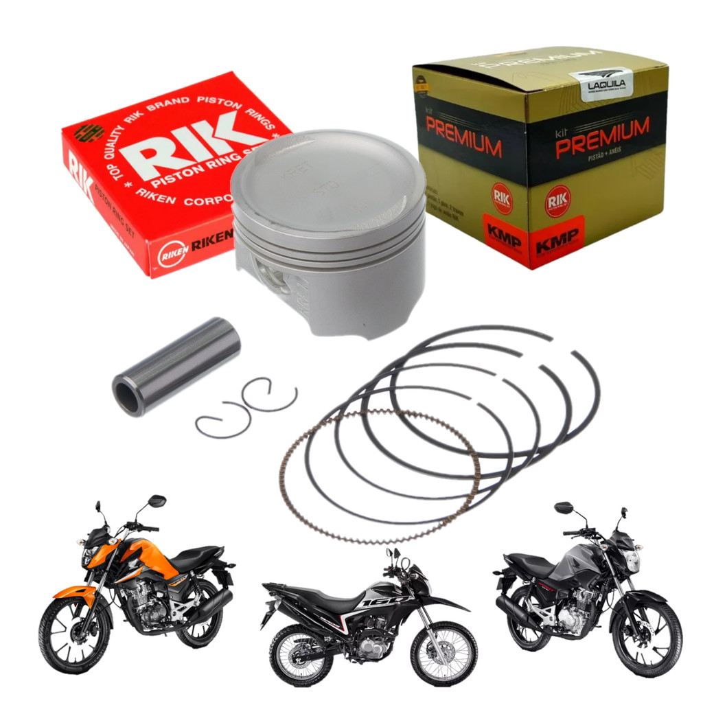 Kit Pistão Anéis Honda Cg 160 Start Cargo Fan Titan Bros Premium Motor Moto
