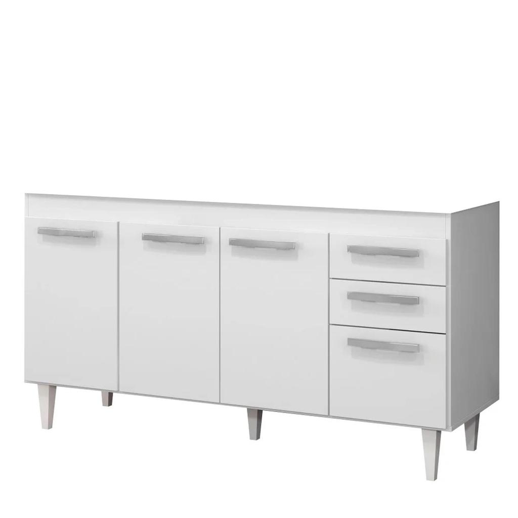 Balcão Gabinete para Pia 150cm sem Tampo Lisboa Branco - Lumil