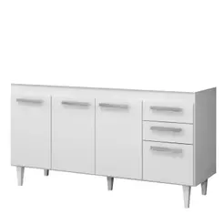 Balcão Gabinete para Pia 150cm sem Tampo Lisboa Branco - Lumil