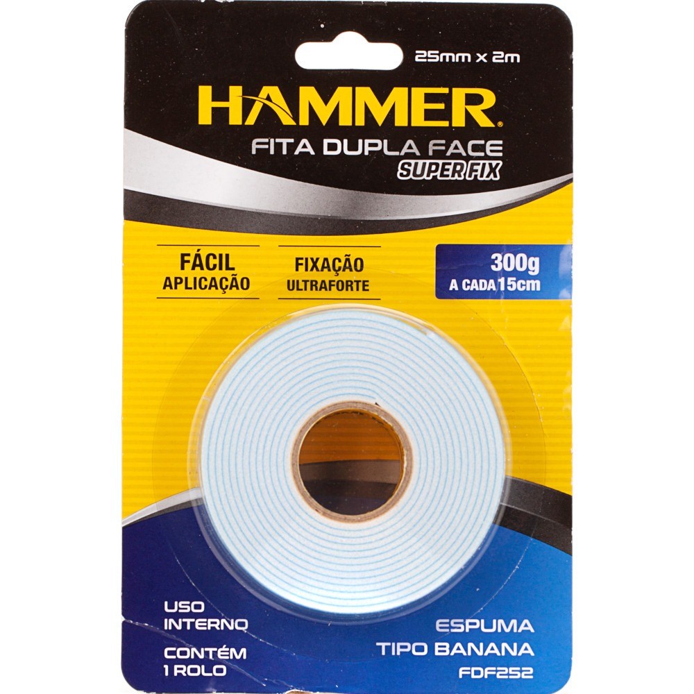 Fita dupla face espuma 25mm x 2m FDF-252 - Hammer em Oferta na Shopee