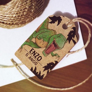 50 Tag Kraft Aniversário Dinossauro N3 em Oferta na Shopee