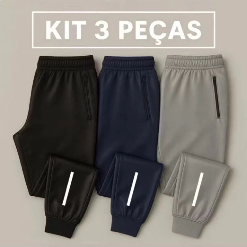Kit Calças Jogger Masculina Esportiva Flaneladas com zíper nos Bolsos em Oferta na Shopee