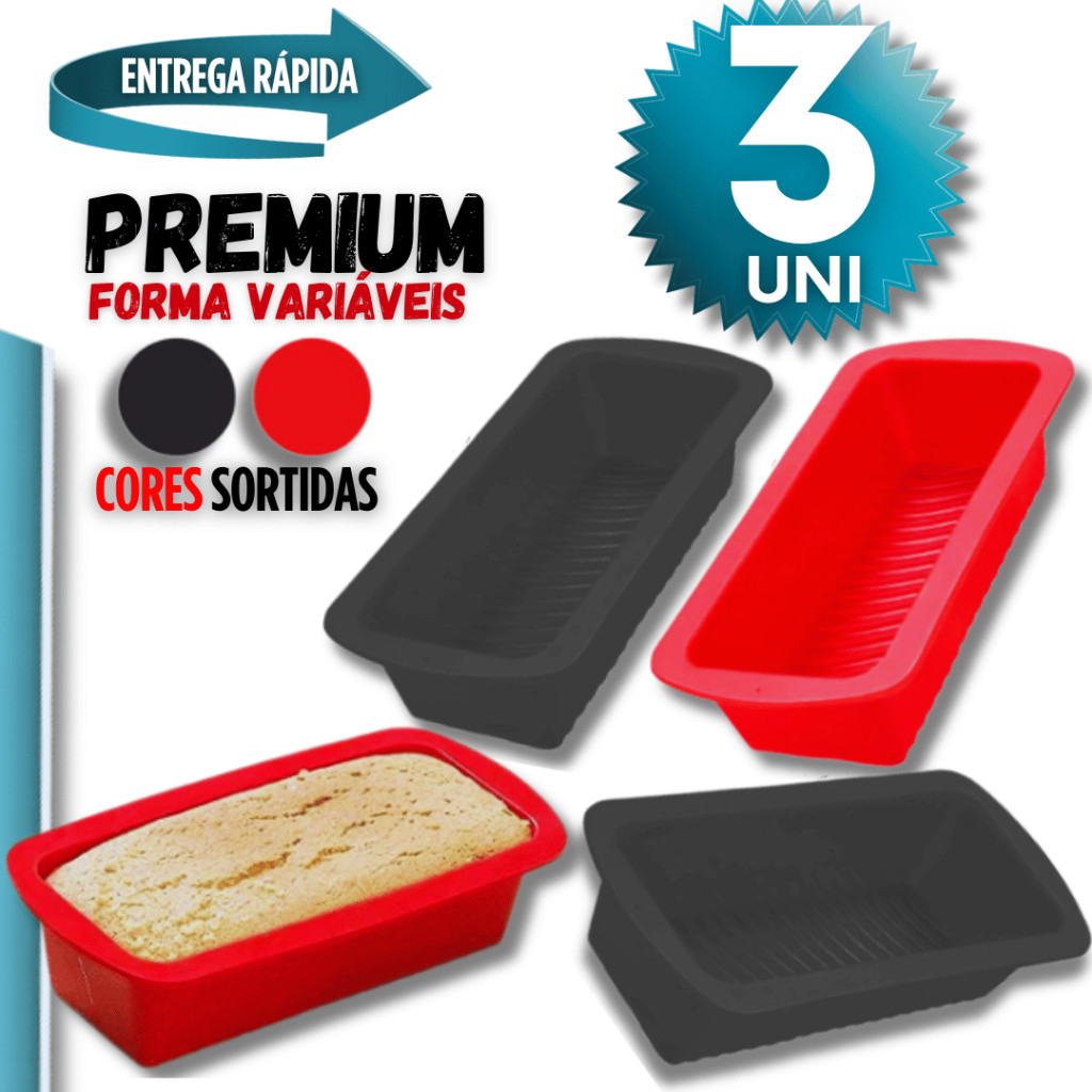 Formas de Silicone Retangular 3/2/1 peças para Pão Caseiro e Bolo Inglês  Antiaderente Variáveis Utilidades