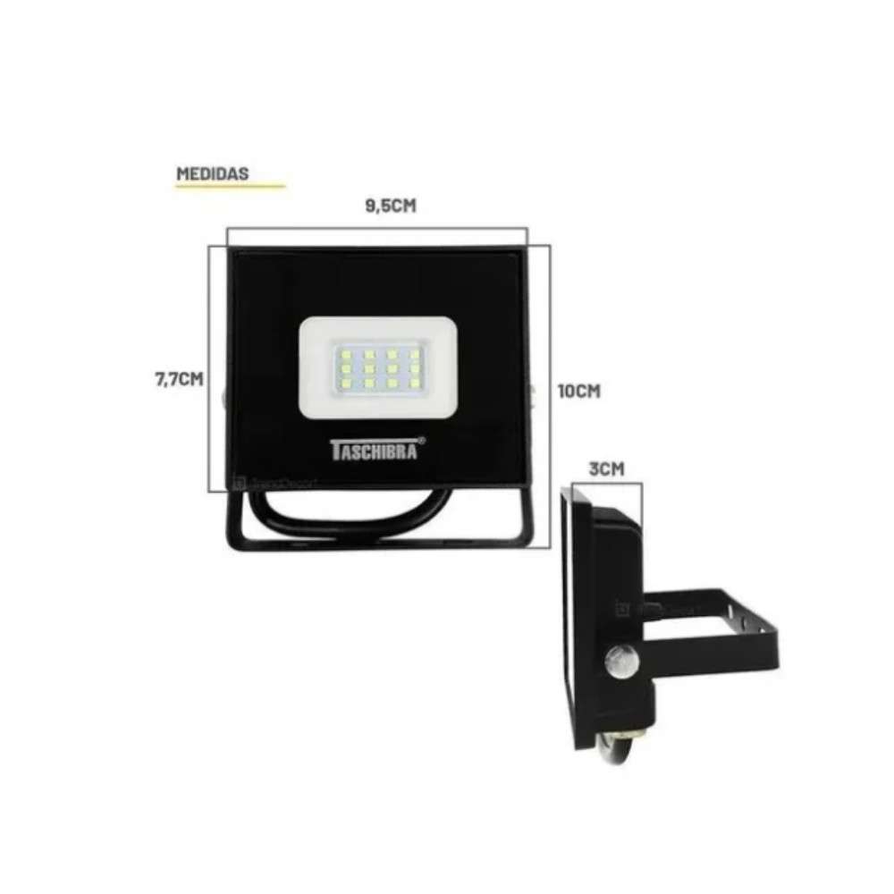 Refletor Tr10 Led Slim 800 Lumens Luz fria Preto Taschibra — imagem 2 de 2