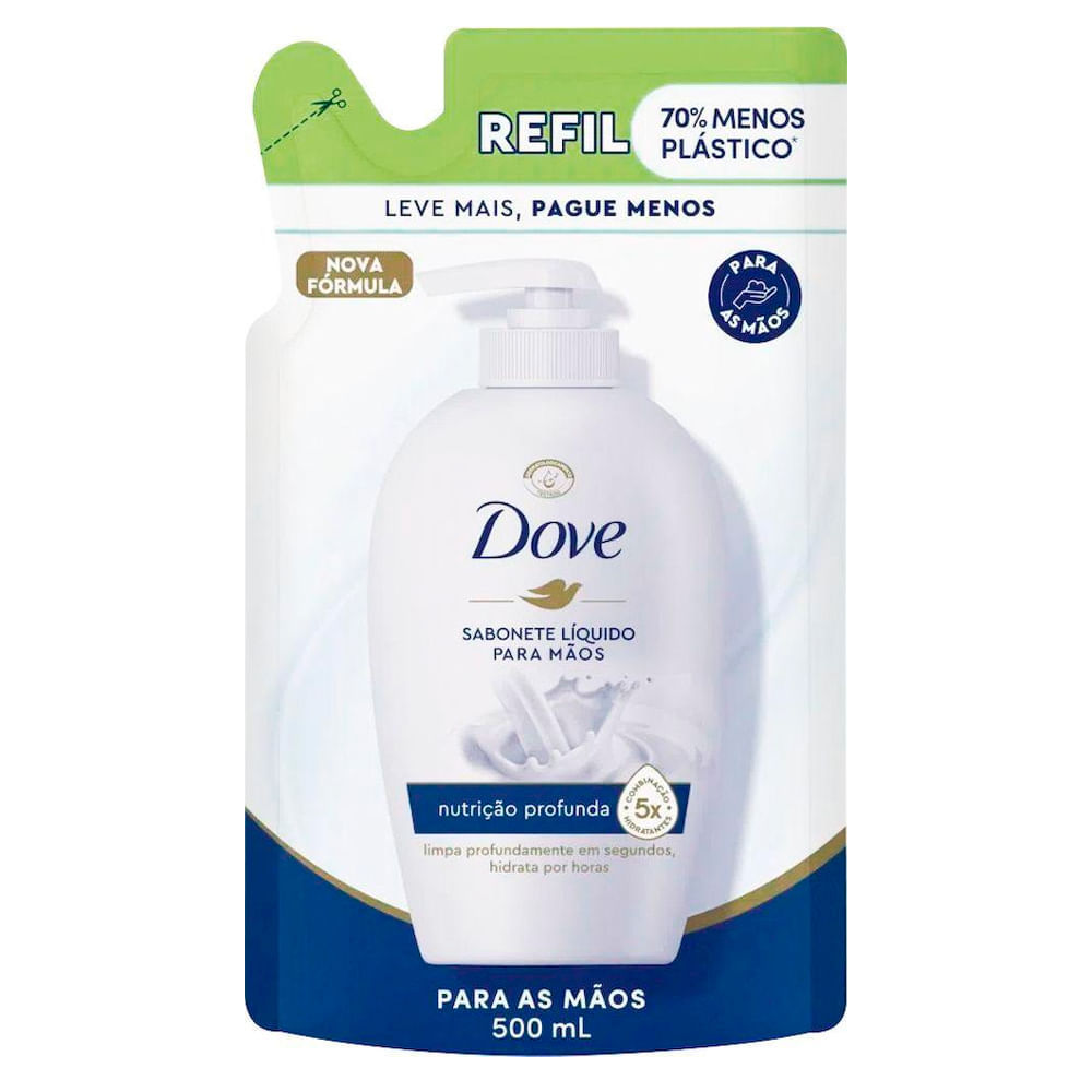 Sabonete Líquido Dove Para Mãos Nutrição Profunda Refil 500ml em Oferta na Shopee