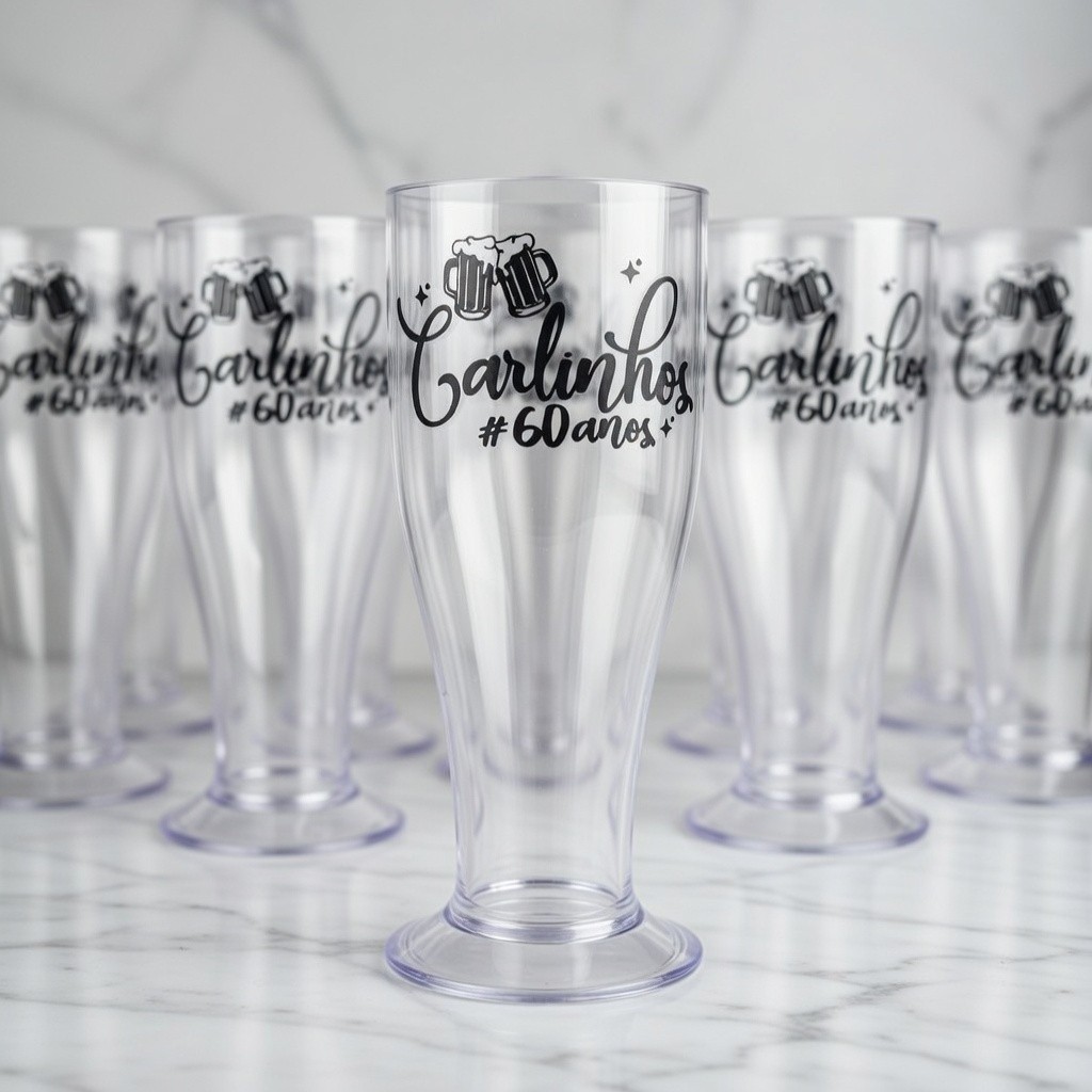 Kit Tulipa Acrílica 300ml Personalizada – 20 a 100 Unidades  Copo para Cerveja, Festa e Evento