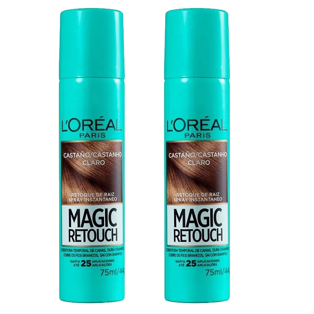 Kit 2 Retoques De Raiz Magic Retouch L'Oréal Castanho Claro em Oferta na Shopee