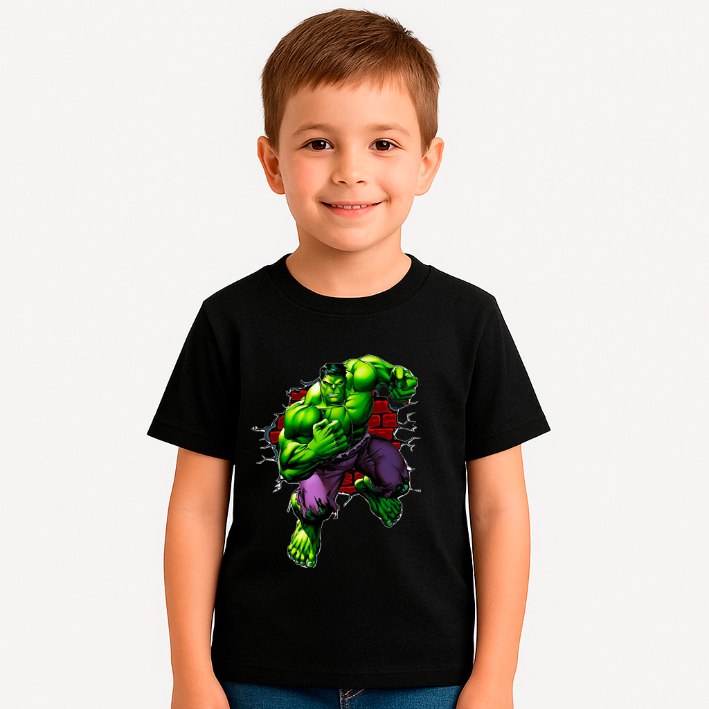 Camiseta Hullk Infantil Estampa de Herói Roupa Temática Confortável 2 AO 16