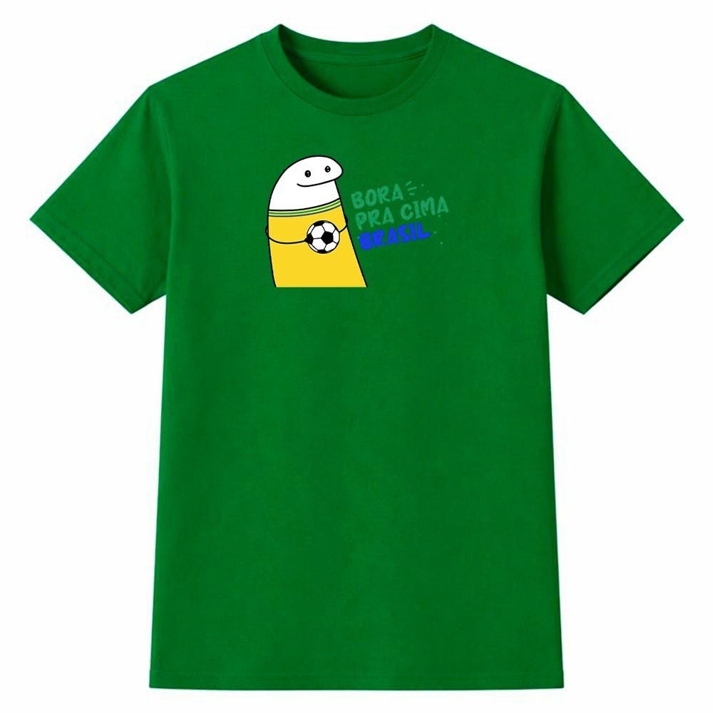 Camiseta Masculina 100% Algodão Camisa Bora Pra Cima Brasil Futebol Copa do Mundo Torcida