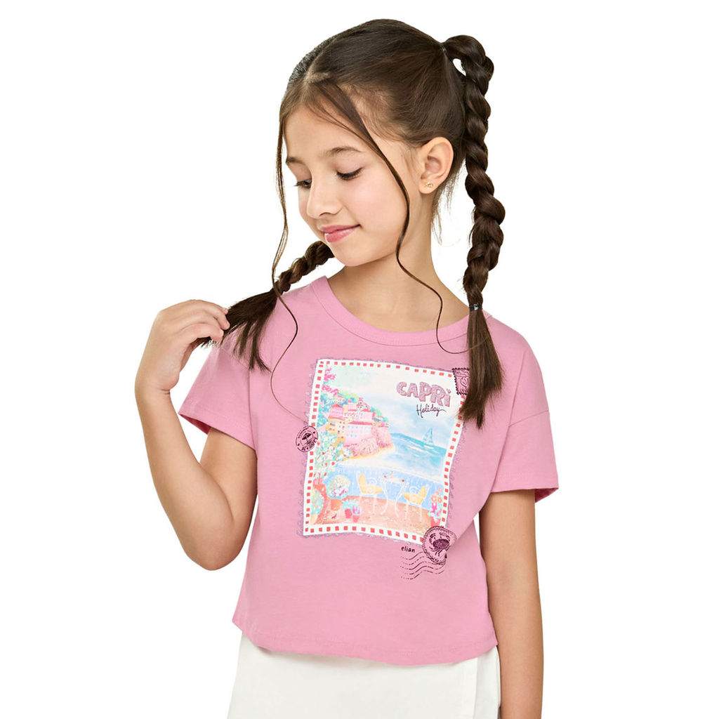 Blusa Infantil Menina Brilho Stamp Elian Rosa