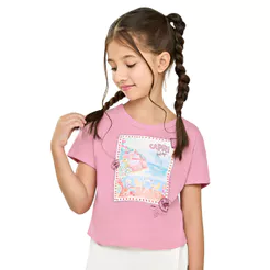 Blusa Infantil Menina Brilho Stamp Elian Rosa