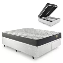 Box Baú Branco Queen 158x198 + Colchão Adapto Ecoflex