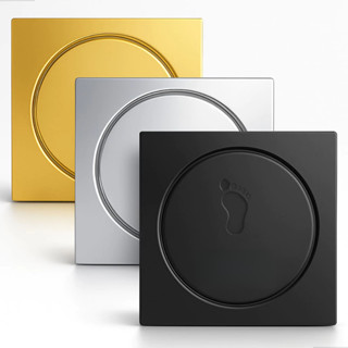 Kit 1/2 Ralo Inteligente Quadrado 10x10Cm Preto Cromado Dourado Click Inox Banheiro Lavab…