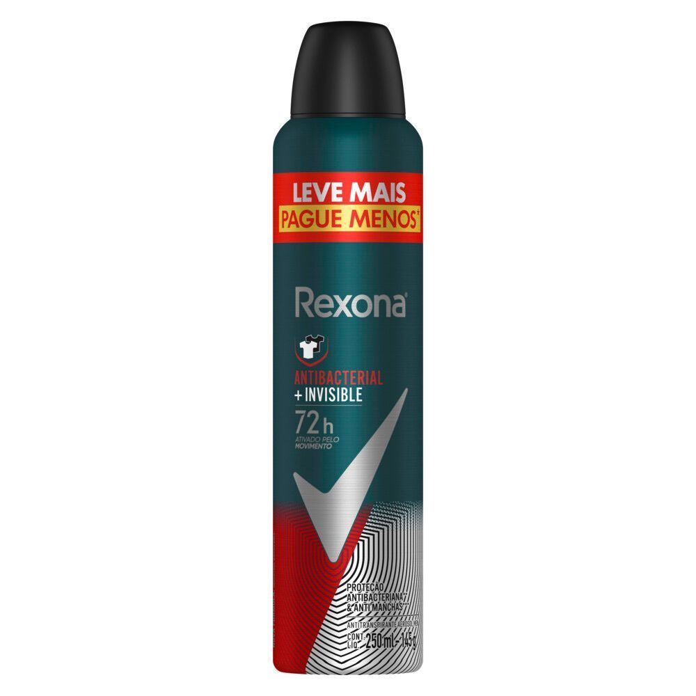 Desodorante Rexona Antibacterial Protection Men Aerosol Antitranspirante 72h 250ml Leve Mais Pague Menos em Oferta na Shopee