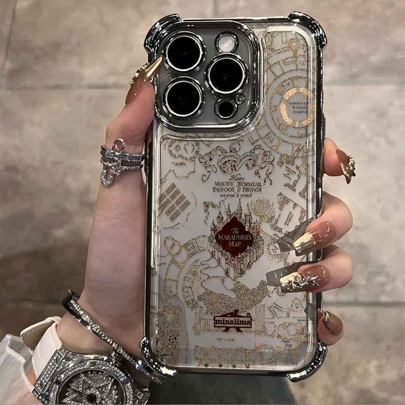 Capa de Telefone com Padrão de Ladrão de Hogwarts do Harry Potter, compatível com iPhone 16, 15, 14, 13, 12, 11 Pro Max,