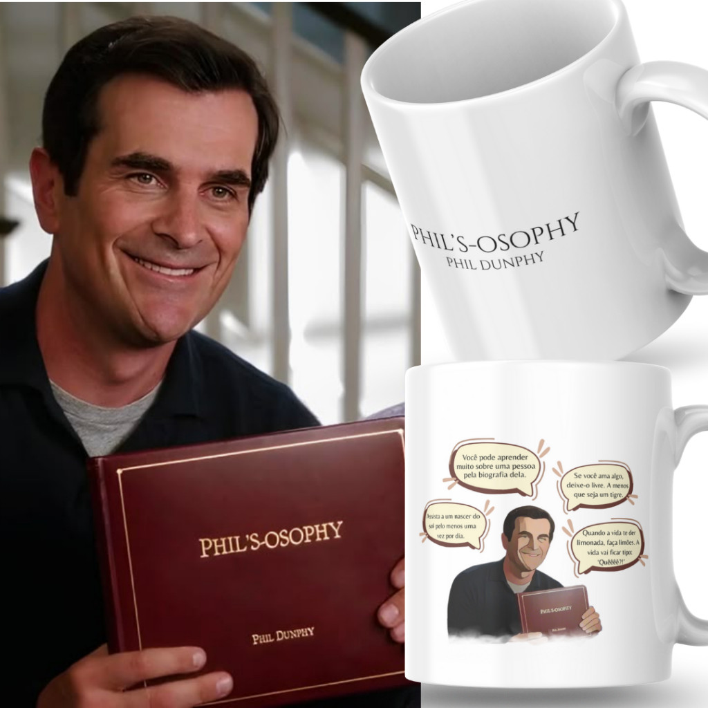 Caneca Xicara Porcelana 325ml Phil Dunphy Modern Family Personalizada Presente Casa Decoração