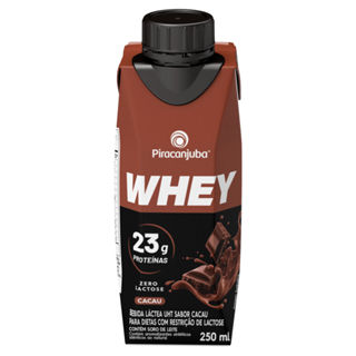 Bebida Láctea Piracanjuba Whey Zero Lactose com 23g de Proteína Sabor Cacau 250ml em Oferta na Shopee