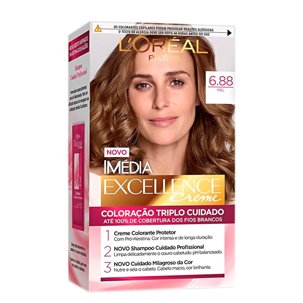 Tintura Creme Imédia Excellence L'oréal Mel 6.88 Kit em Oferta na Shopee