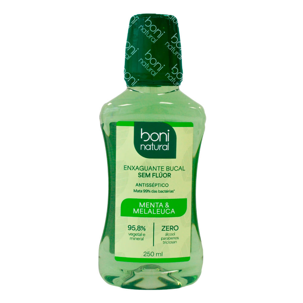 Enxaguante  Bucal Sem Flúor Boni Natural Menta & Melaleuca 250ml em Oferta na Shopee