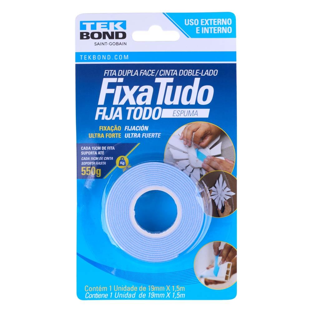 Fita de Espuma Fixa Tudo 19mmx1,50m em Oferta na Shopee